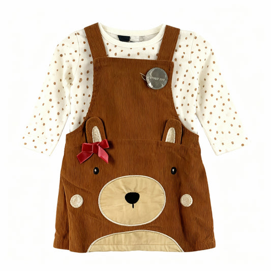Bear Applique Pinafore Dress