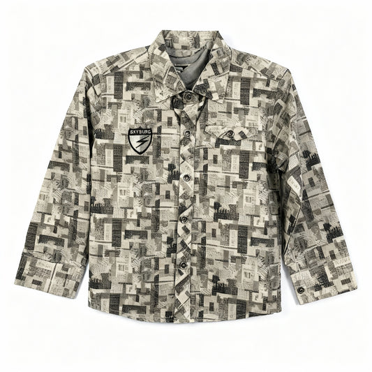 Boy Square Print Shirt – Soft Cotton & Stylish Everyday Wear